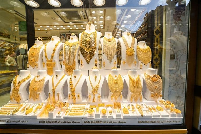 迪拜黄金商店展示。
