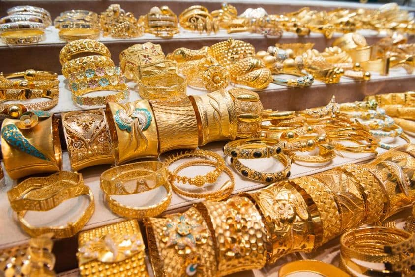 迪拜著名的'黄金市场'中的黄金。