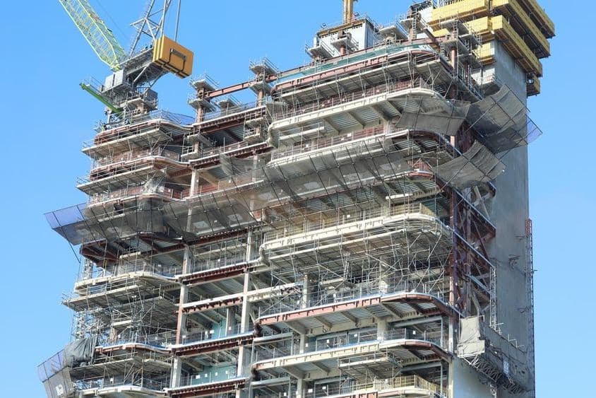 迪拜摩天大楼的建筑工程。