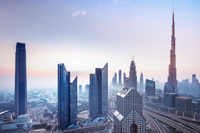 阿拉伯联合酋长国迪拜市中心的航拍图