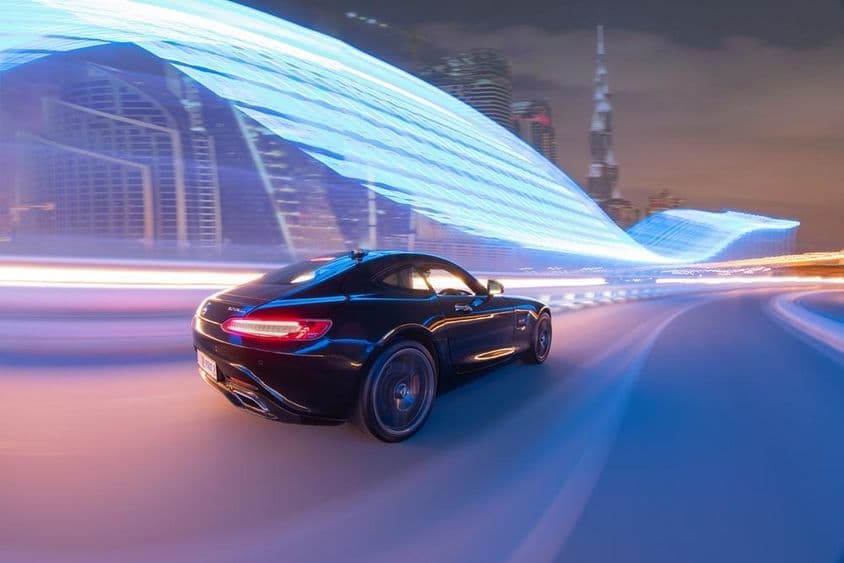 一辆奥迪R8汽车的尾部展示。