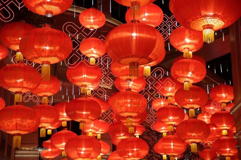 庆祝春节的节日灯笼。