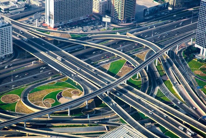从高处俯瞰的壮丽高速公路。