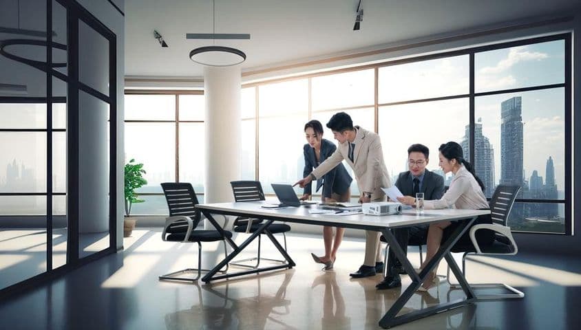 商人在办公室讨论工作。