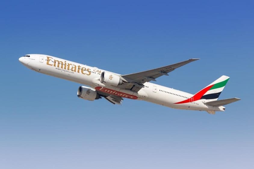 飞往迪拜航线的阿联酋航空波音777-300ER机型。