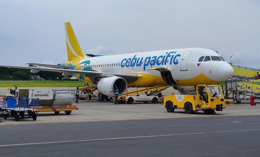 宿雾太平洋航空飞机停靠在公主港国际机场。