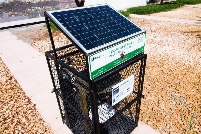 阿布扎比,消灭蚊子的街头工业设备。