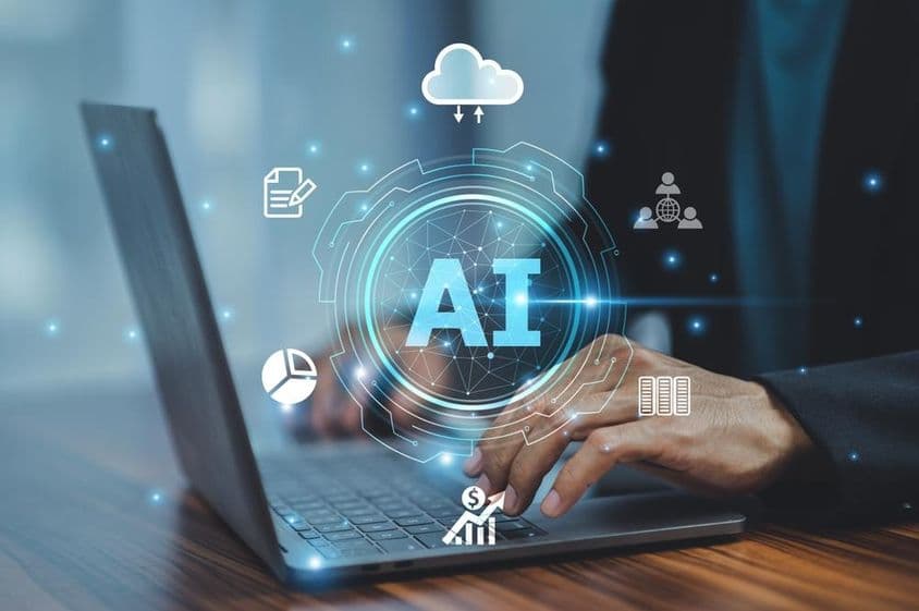 使用人工智能技术的商业人士。