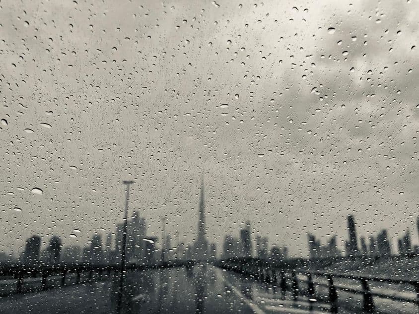阿联酋迪拜的降雨。