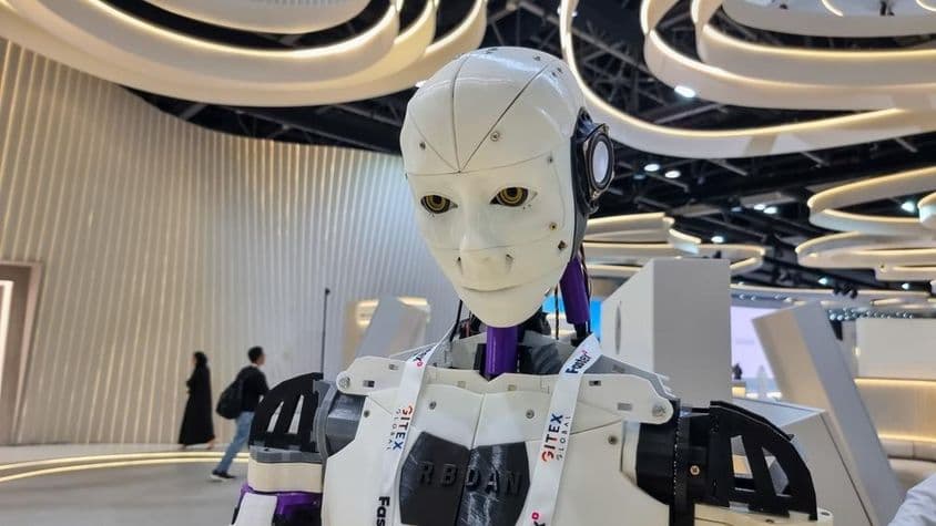在第43届GITEX全球展览的TDRA展馆内受AI控制的机器人。