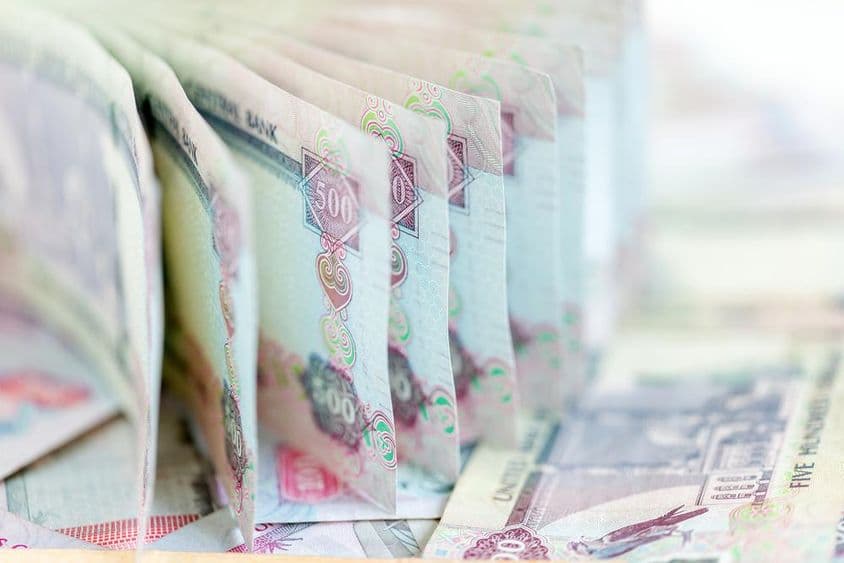 阿拉伯联合酋长国迪拉姆纸币。