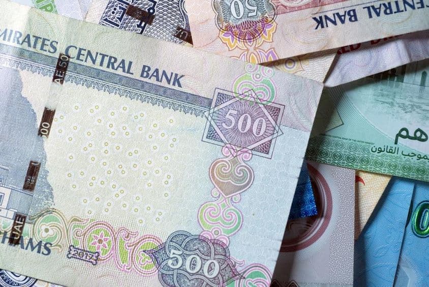 阿联酋货币,纸币和硬币,阿拉伯联合酋长国。