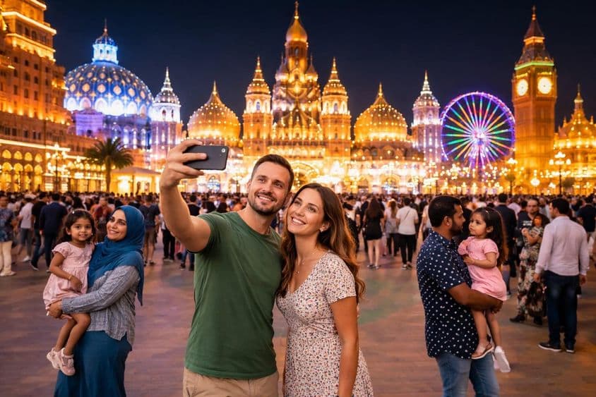 夜晚全球村多彩体验