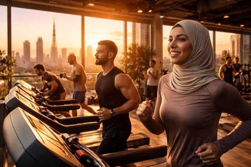 迪拜的黄金时刻户外锻炼