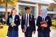 国际学校的学生在一起