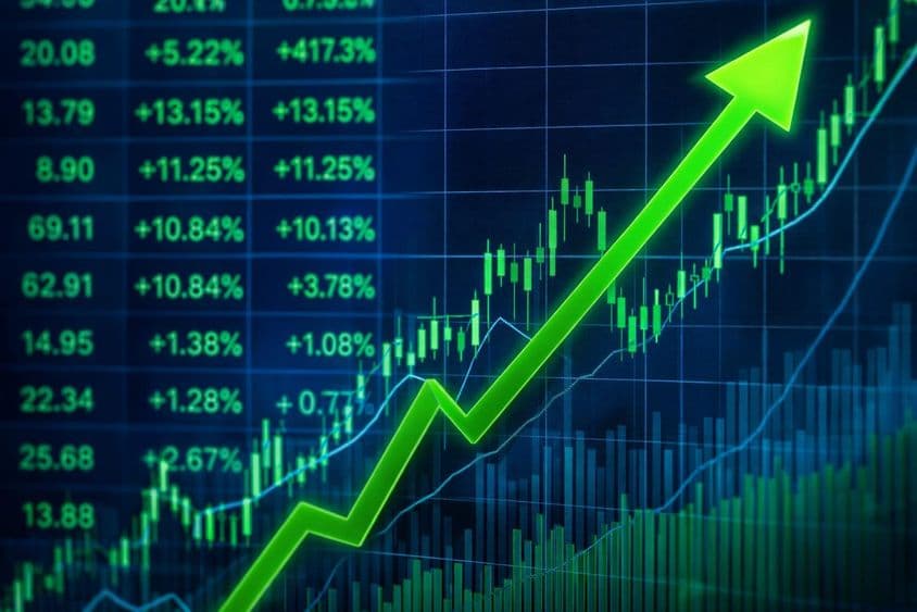 上涨的股票市场趋势图